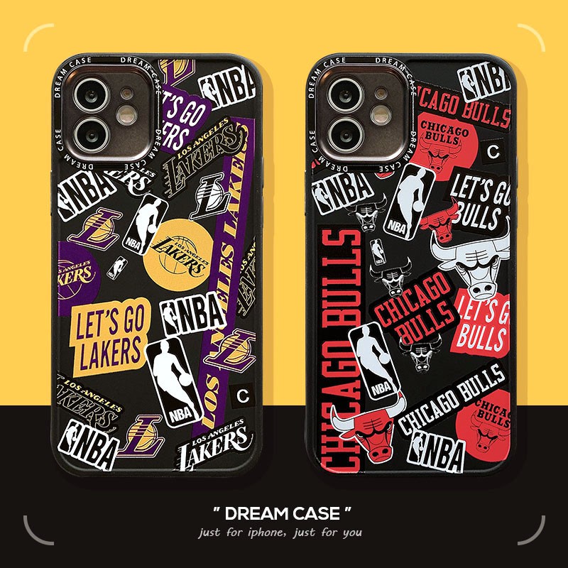 NBA Basketball Team Pattern Phone Case iPhone 13 12 11 Pro Max X XS MAX XR 7 8 plus Metal Lens Protector Shockproof Phone Case