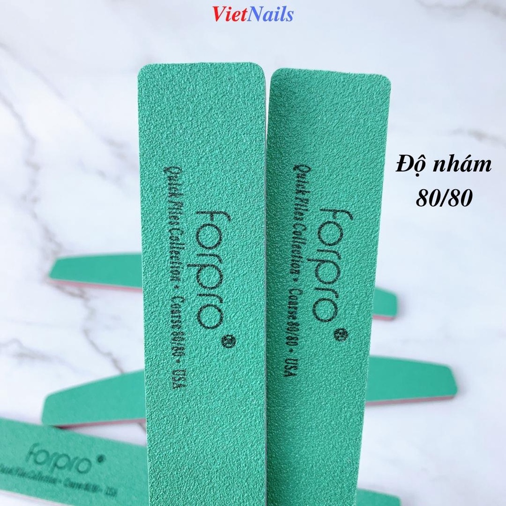 Lốc 10 Dũa Forpro Xanh Lõi Hồng Dũa Móng Tay Dũa Phá Bột Phá Gel Độ Nhám 80/80