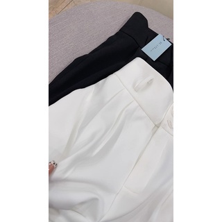 Quần Ống Suông Baggy Nữ Cạp Cao đen trắng công sở vải tuyết mưa Hàn Quốc 2 Khuy Cúc Khóa Mã SP 101 - Lami Boutique