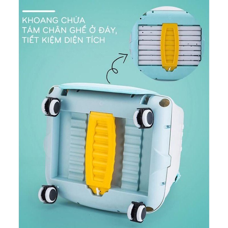 Ghế ăn dặm cho bé hanbei có bánh xe cho bé umoo-0505 cao cấp