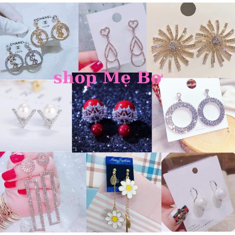 Khuyên Tai Titan Đính Kim Lấp Lánh Cá Tính Nhiều Kiểu Thép Y Tế Siêu Bền Không Dị Ứng Không Gỉ