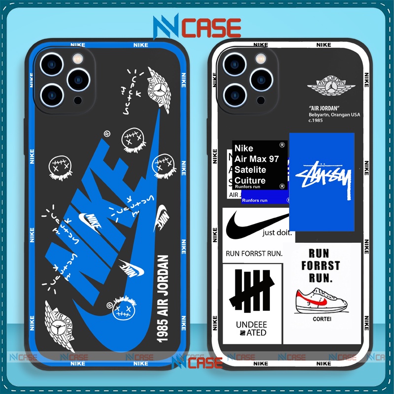 Ốp lưng iPhone Nike cạnh viền vuông silicon mềm dẻo bảo vệ camera cho iphone 6/6s/7/8/X/XS/Xr/11/12/13 Pro Plus Max