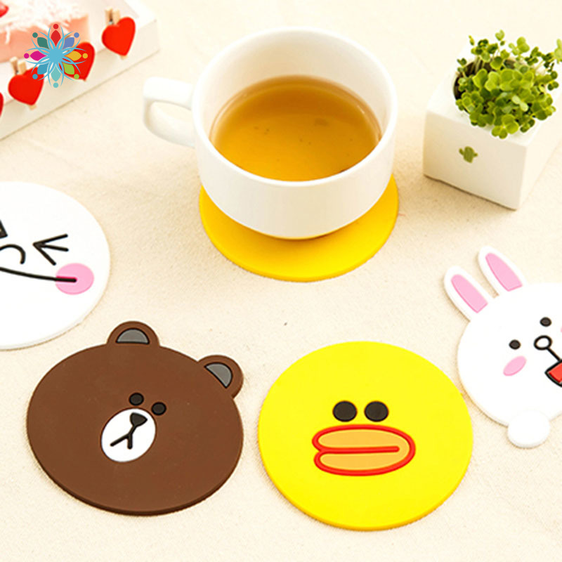 Đế silicone tròn hoạt hình lót li cách nhiệt