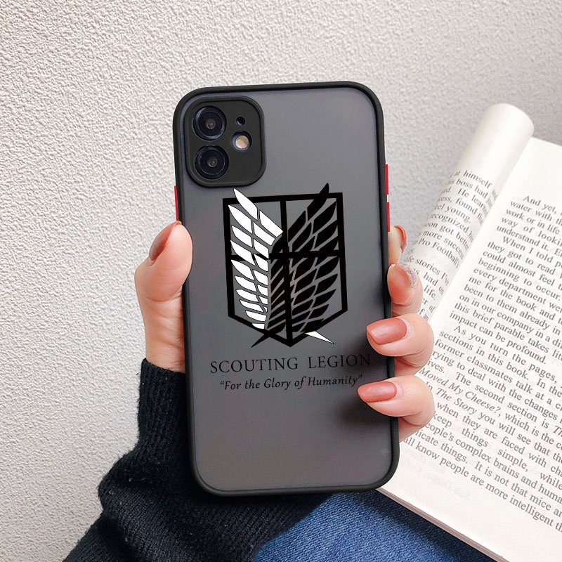 Ốp Điện Thoại Nhựa PC Cứng Mặt Nhám Hình Anime Attack On Titan Cho iPhone 12 mini 13mini SE 2022 14 Pro Max XR