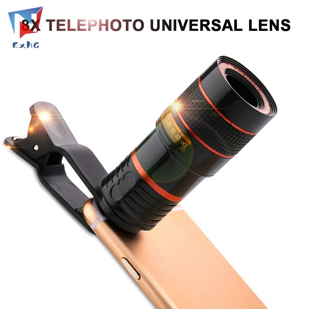 Ống kính phóng đại 8x chất lượng cao cho camera điện thoại iPhone Samsung HTC Huawei Sony có kẹp gắn tiện dụng