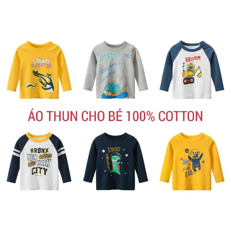 Áo thun dài tay cho bé 27KIDS in hình dễ thương chất cotton hàng xuất Âu Mỹ