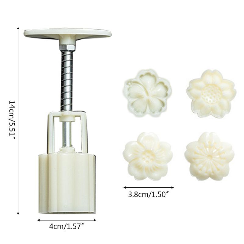 Set 4 Khuôn Nhấn Bánh Trung Thu Hình Hoa Anh Đào 3d