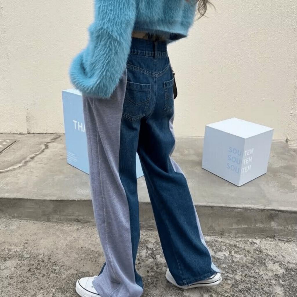 Q7|Quần jeans bò nữ lưng thun thể thao ống rộng cạp cao hàn quốc basic dễ mặc đi học, đi chơi gd_order