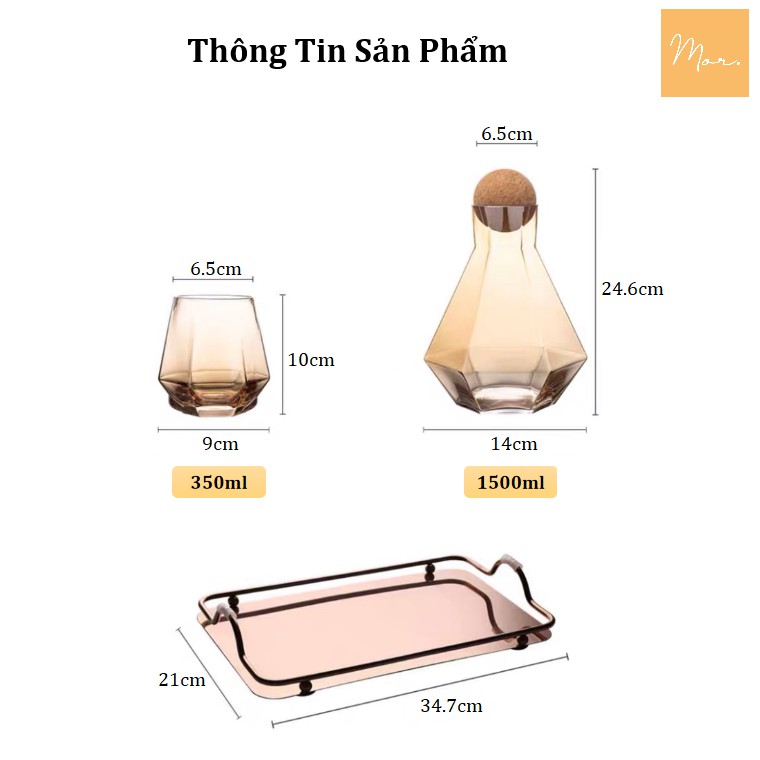 Bộ bình nước thủy tinh chịu nhiệt - 1.3L (4 màu)