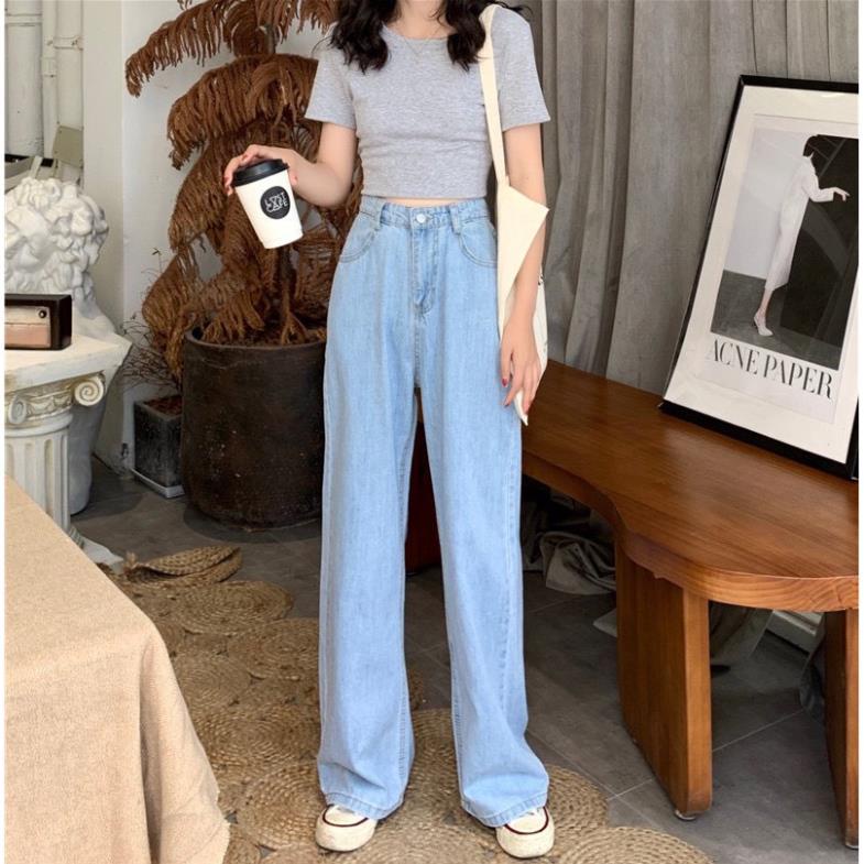 Quần Jeans Ống Rộng Xanh - Quần Ống Rộng Nữ Dáng Suông Ulzzang | BigBuy360 - bigbuy360.vn