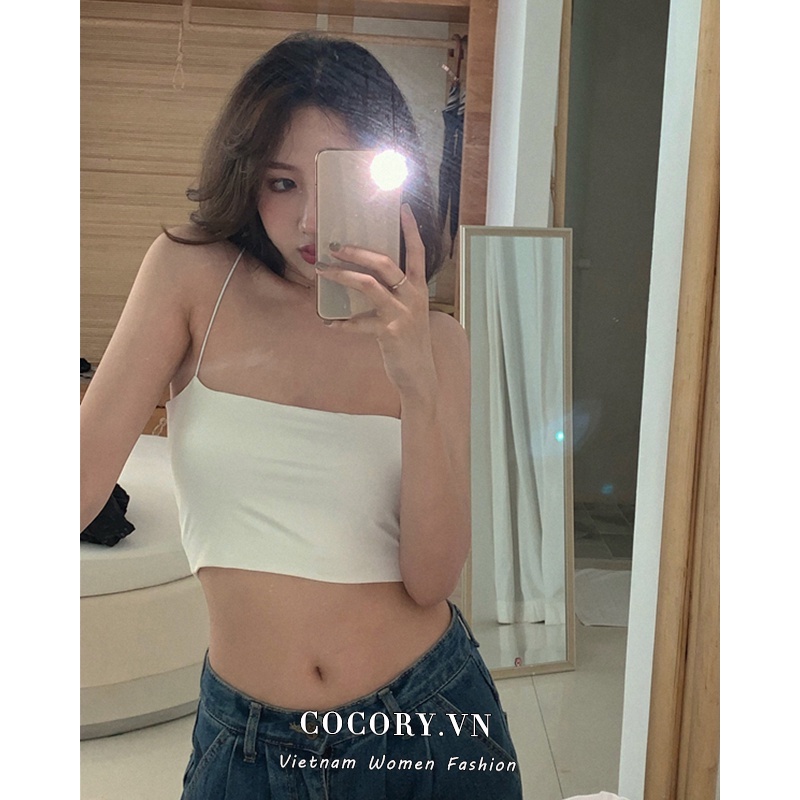 Cocory vn Áo sát nách dệt kim kiểu dáng đơn giản trẻ trung quyến rũ cho nữ