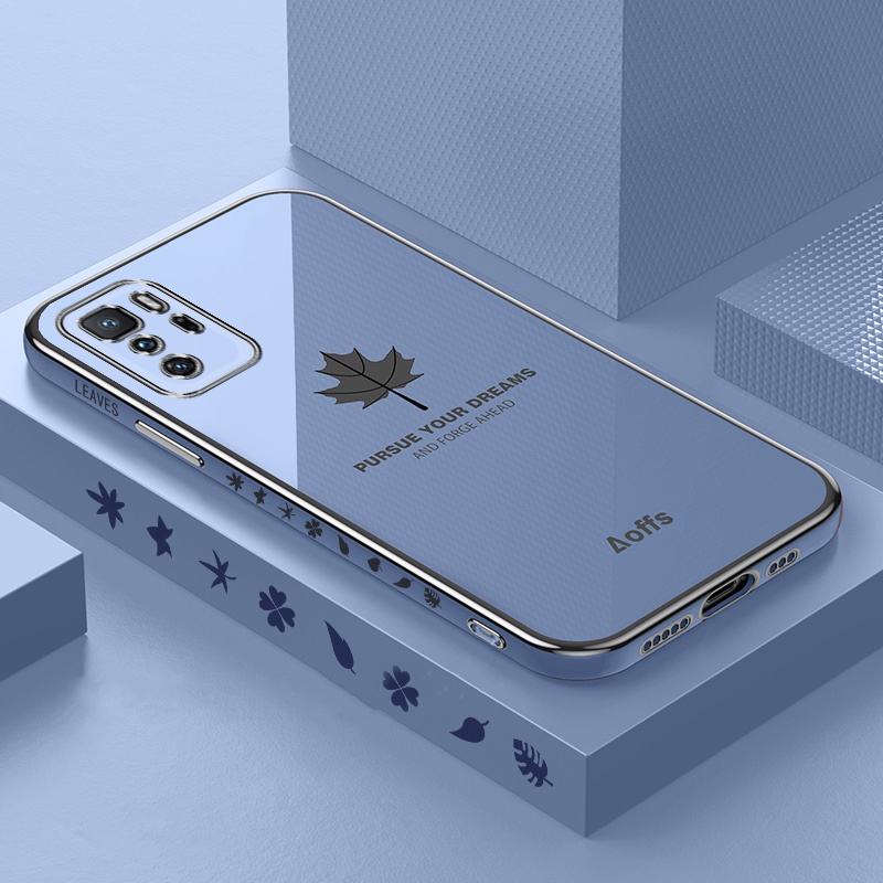 Ốp Điện Thoại Mạ Điện Hình Lá Phong Cho Xiaomi Pooco M3 Pro Poco X3 GT X3 Pro NFC F3 F4 GT Redmi Note 10 5G Redmi 9T Note 8 R&amp;X
