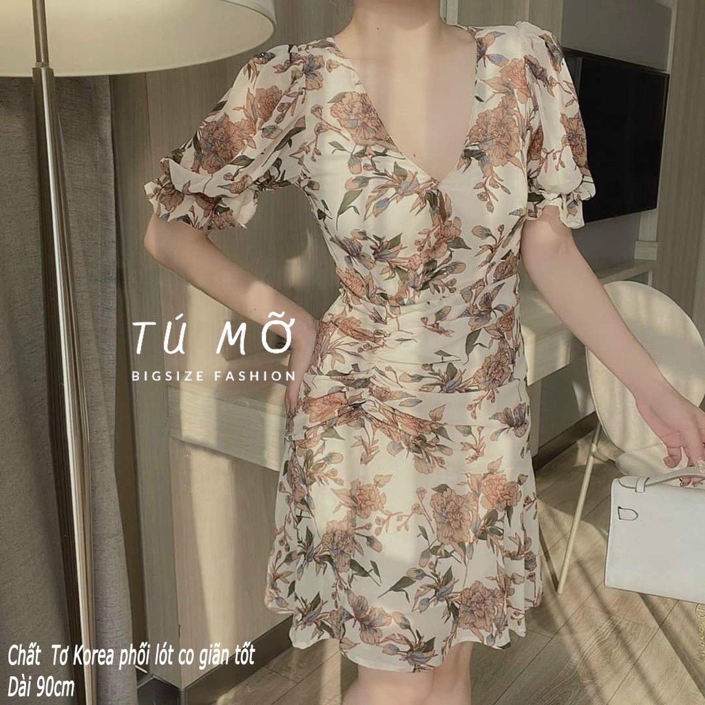 Đầm bigsize hoa Maris DA0032  - Tú Mỡ - đầm cho người béo mập 50-95KG - Mặc đi tiệc, đi chơi hoặc dạo phố | BigBuy360 - bigbuy360.vn