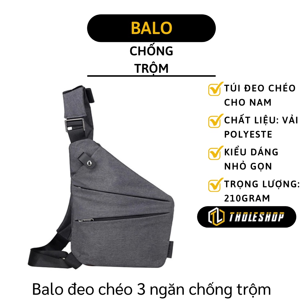 Túi Đeo Chéo Trước Ngực - Túi Bao Tử 3 Ngăn Chống Trộm Cho Nam, Không Thấm Nước 7839