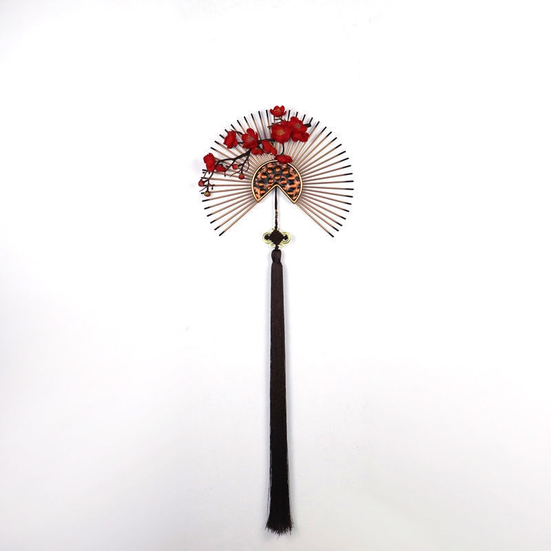 Quạt Sắt Treo Tường Trang Trí Phòng Khách / Cửa Ra Vào / Nhà Hàng Hình Hoa Mận Đỏ