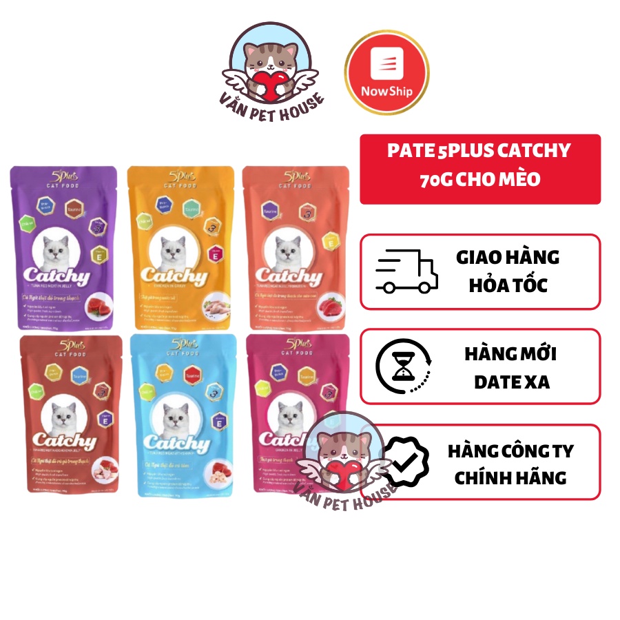 Pate 5Plus Catchy 70g Cho Mèo - Thịt Đỏ Dinh Dưỡng Cao Cấp