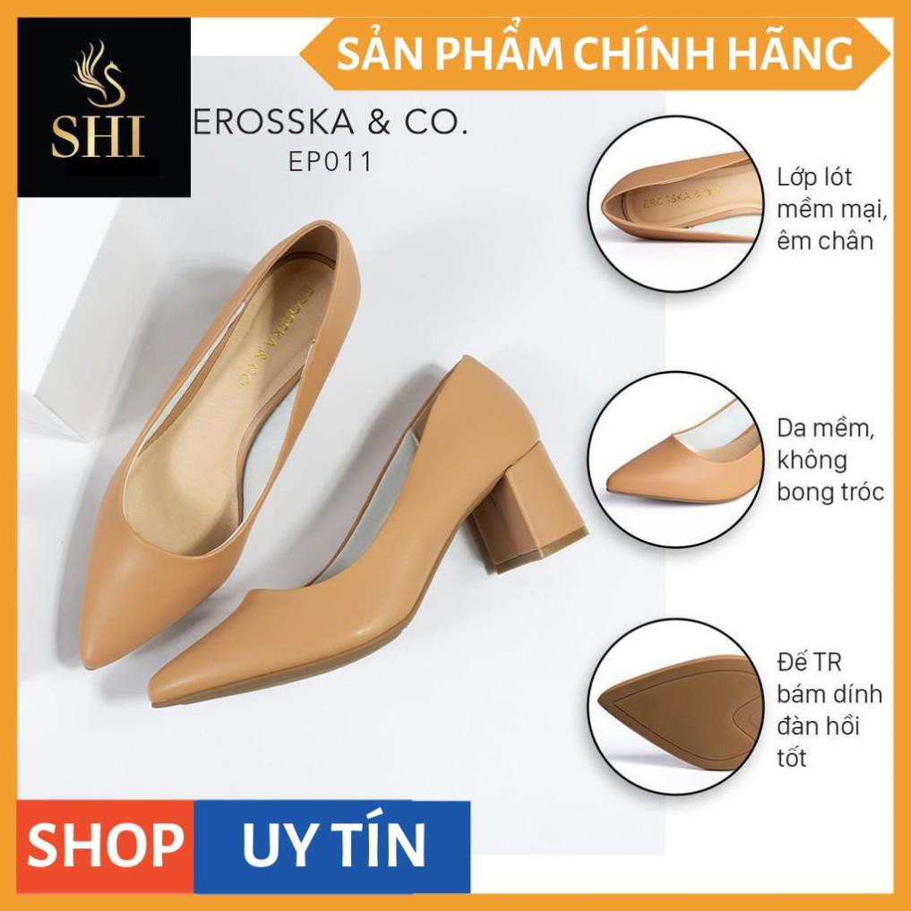 Giày cao gót Erosska thời trang mũi nhọn kiểu dáng cơ bản cao 5cm màu bò _ EP011 | BigBuy360 - bigbuy360.vn