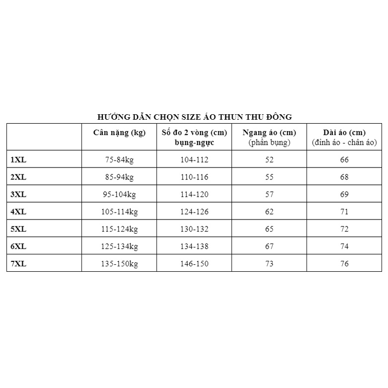 Áo Thun Thu Đông Big size Dài Tay từ 75-140kg thương hiệu Bigsizevn