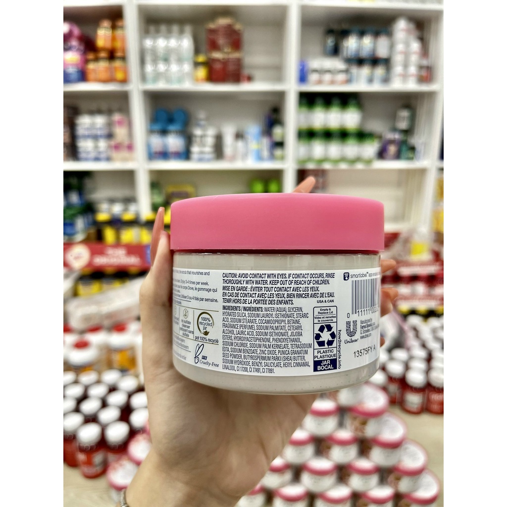 Tẩy Da Chết Toàn Thân DOVE Exfoliating Body Polish POMEGRANATE SEEEDS & SHEA BUTTER / MACADAMIA RICE MILK - Bản Mỹ