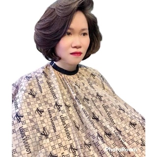 Áo choàng cắt tóc logo L.V khổ to 140 x 120 cm vải đẹp