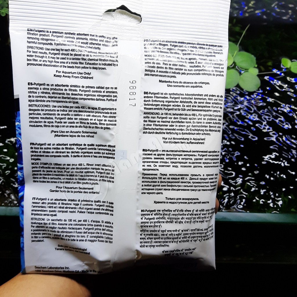 Seachem Purigen (100ml / 250ml) | Hạt Lọc - Vật Liệu Lọc Giúp Hút Màu - Khử Bụi - Khử Độc Hiệu Quả Nhất [kèm túi]