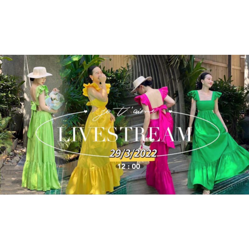 Đầm maxi cánh tiên khoét eo nơ lưng