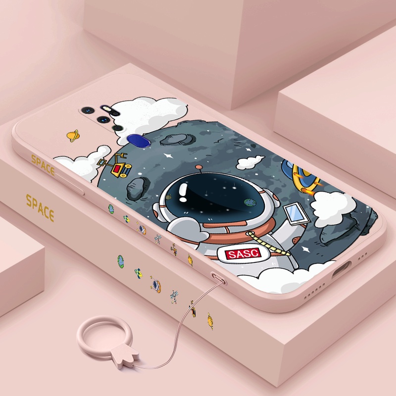 Ốp Điện Thoại silicone TPU Hình Phi Hành Gia Có Dây Đeo Cho oppo a9 2020 a5 2020