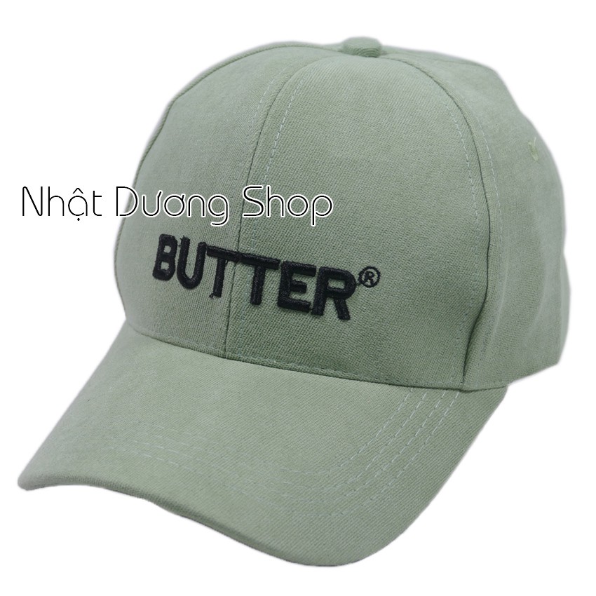 Nón kết vải nhung tăm gân nổi thêu chữ BUTTER thời trang cao cấp thich hợp cho nam và nữ