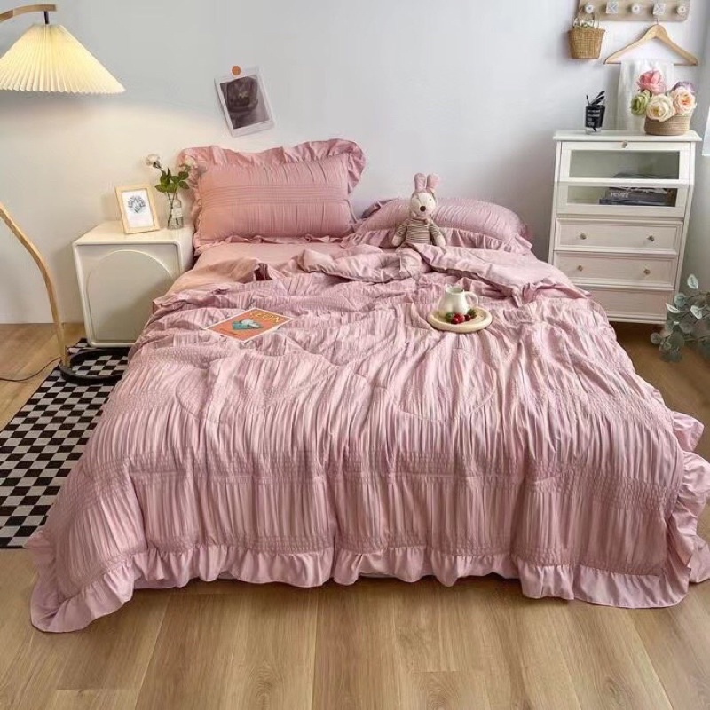 BỘ CHĂN GA GỐI COTTONG ĐŨI BÈO MÂY HÀN QUỐC 1 màu công chúa siêu xinh
