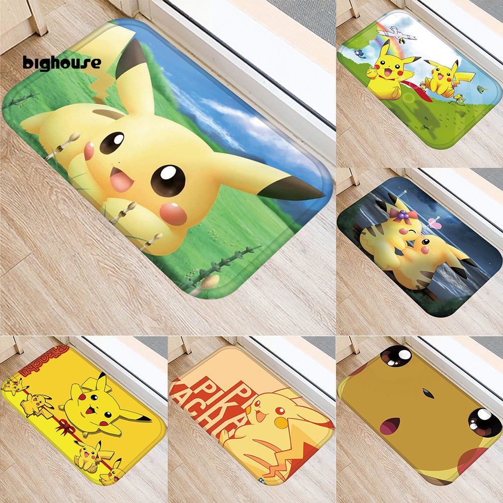 Thảm Lót Sàn Nhà Tắm Thấm Hút Nước Chống Trượt Hình Pikachu / Quái Vật Đáng Yêu