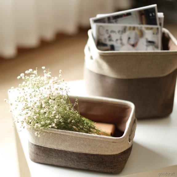 Hộp đựng đồ không nắp bằng vải cotton lanh dùng trên xe ô tô