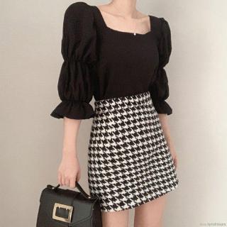 Áo kiểu vải voan tay phồng thiết kế ôm sát tôn dáng phong cách retro thời trang nữ