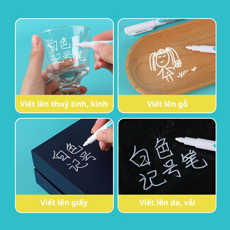 Bút Đánh Dấu Trắng Bút Lông Dầu Màu Trắng Không Xoá Được VTL-SHOP