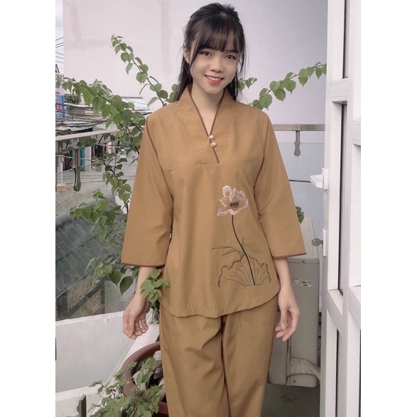 Đồ Lam Đi Chùa# Mẫu Hoa Nút Ngọc