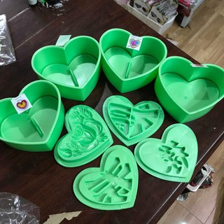 KHUÔN ẤN XÔI TIM 15*7CM Khuôn Nhựa Ấn Xôi Trái Tim Ấn Cơm Cúng Mụ