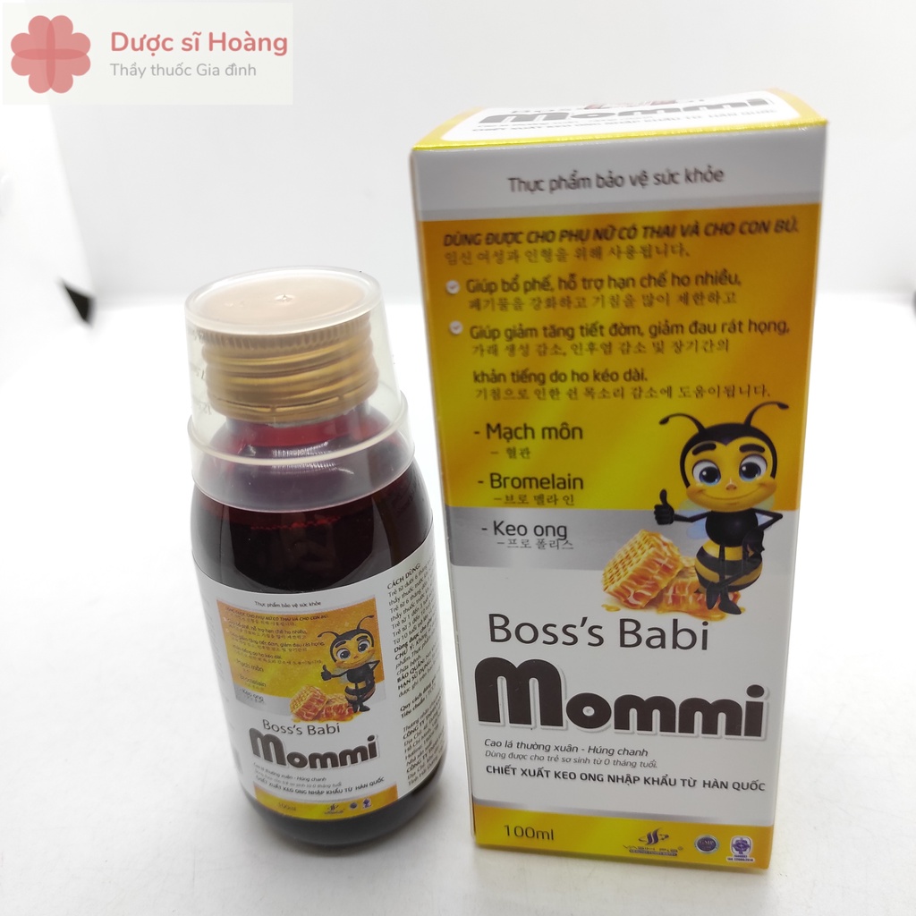 Siro Boss's Babi Mommi - Giúp Bổ Phế, Giảm Ho, Khản Tiếng - Chai 100ml