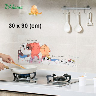 (30x90cm) Decal trong suốt dán tường nhà bếp hình con mèo