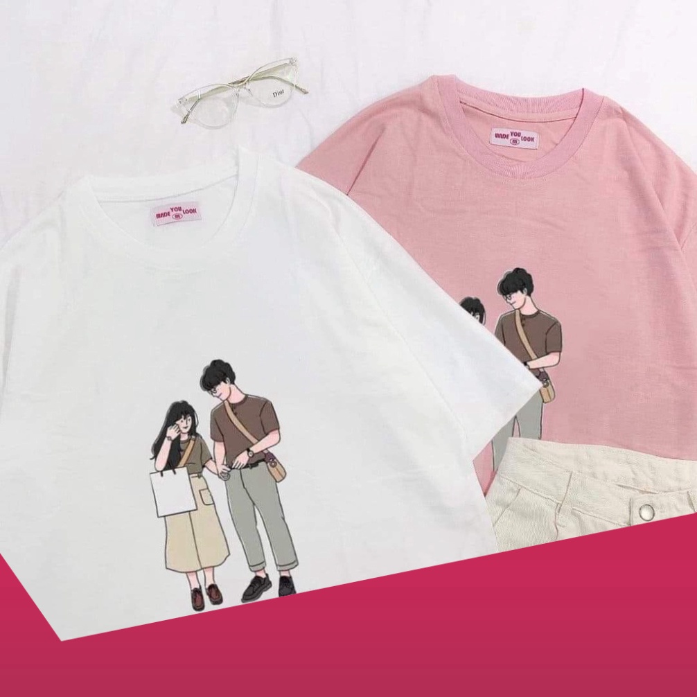 Áo Thun Nam Nữ Tay Lỡ From Rông UNISEX  In Hình Đôi Bạn Siêu Hot Chất Cotton Mịn Đẹp