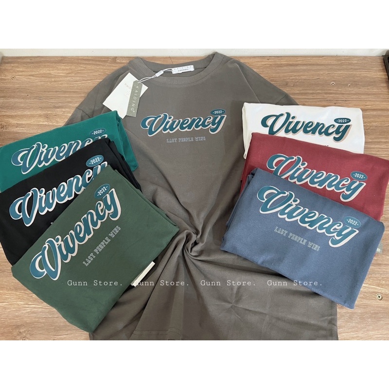 Áo Thun 3158 In Chữ VIVENCY Form Rộng Unisex Chất Cotton Khô Loại 1, Thoáng Mát, Thấm Hút Mồ Hôi - GUNN