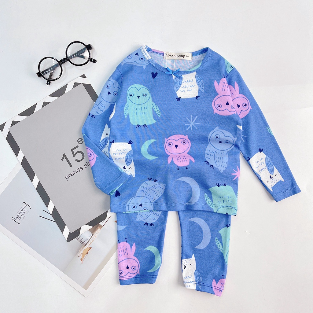 Bộ Dài Tay Cotton Borip Bé Gái KIMCHIBABY Vải Dư Xịn, Bộ Quần Áo Cho Bé Mặc Nhà Thu Đông MKMTD2221