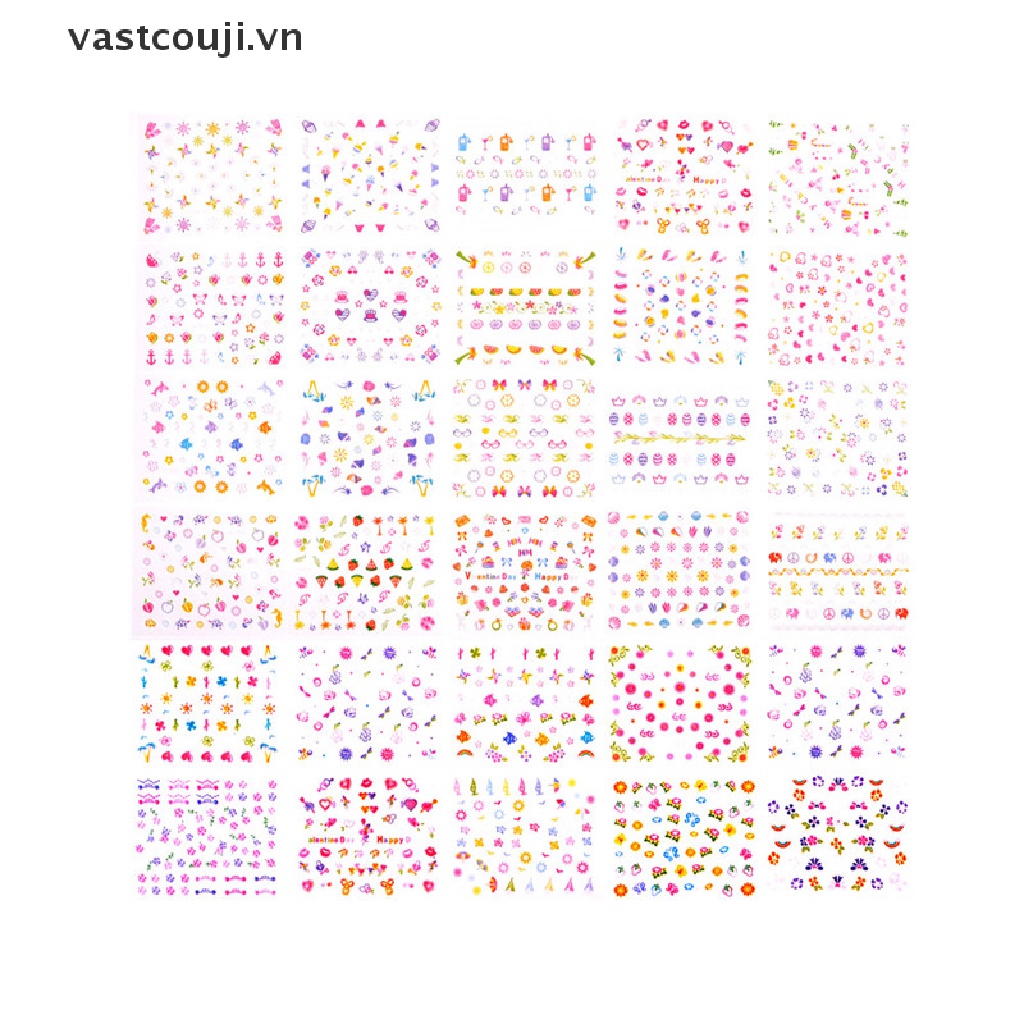 Bộ 5 Tấm Sticker Dán Móng Tay An Toàn Họa Tiết Hoạt Hình VASTJI Dành Cho Trẻ Em DIY Thời Trang