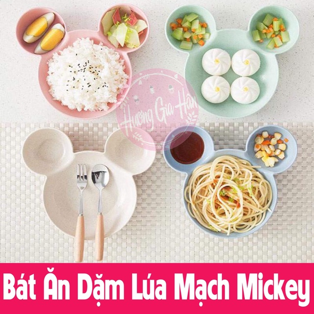 Bát Ăn Dặm Lúa Mạch Chia 3 Ngăn Hình Mickey Cho Bé - goodbaby, luvamo, hanhdecal, shop mẹ xôi