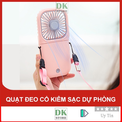 Quạt Đeo Cổ, Quạt Mini Cầm Tay, Quạt Gập Để Bàn, Quạt Kiêm Sạc Dự Phòng Điện Thoại - Pin 3000mAh - Nhỏ Gọn Tiện Dụng