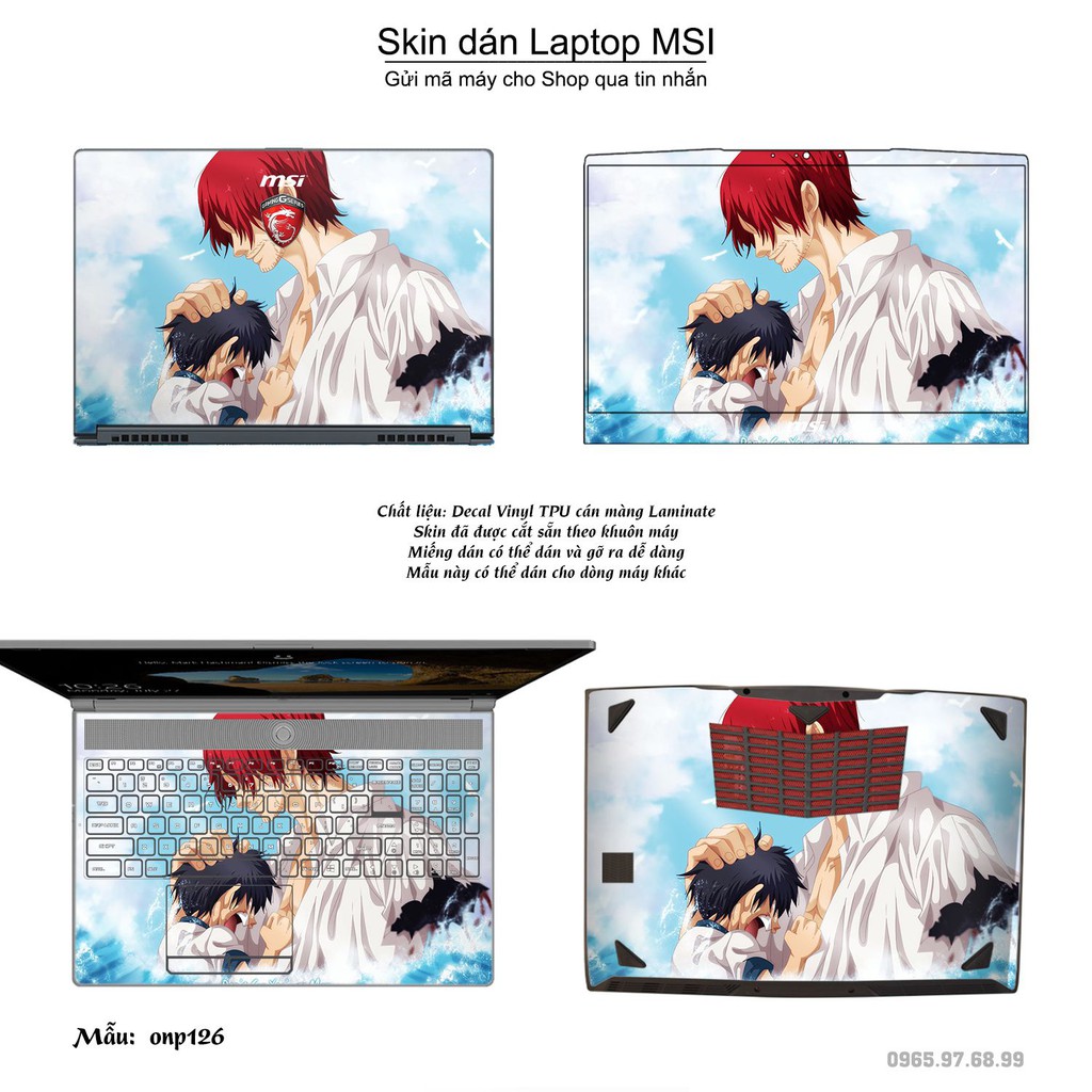 Skin dán Laptop MSI in hình One Piece nhiều mẫu 14 (inbox mã máy cho Shop)