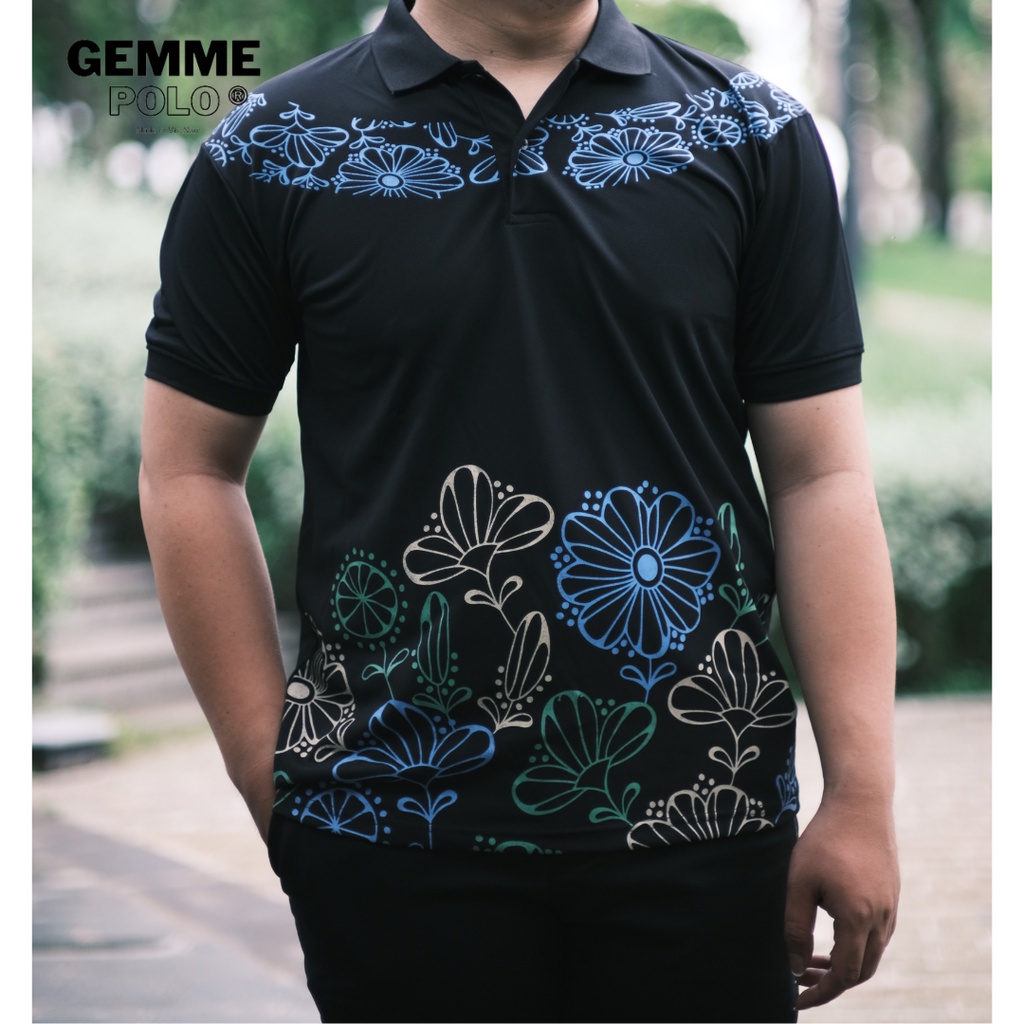 Áo Polo nam cổ bẻ HỌA TIẾT HOA SEN Fullsize 50-130kg chuẩn form, trẻ trung, thanh lịch - GEMMEPOLOVN