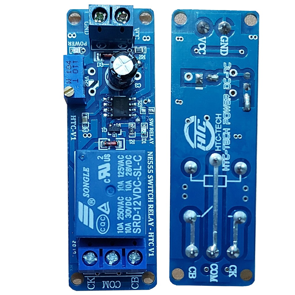 Mạch tạo thời gian trễ relay NE555 12Vdc - Ngắt trể