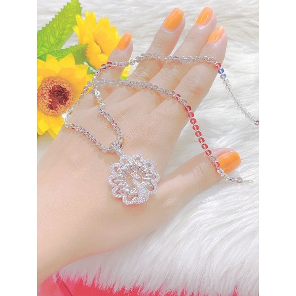 Dây chuyền nữ mạ bạch kim chim công bền màu Mẫu 04.210621