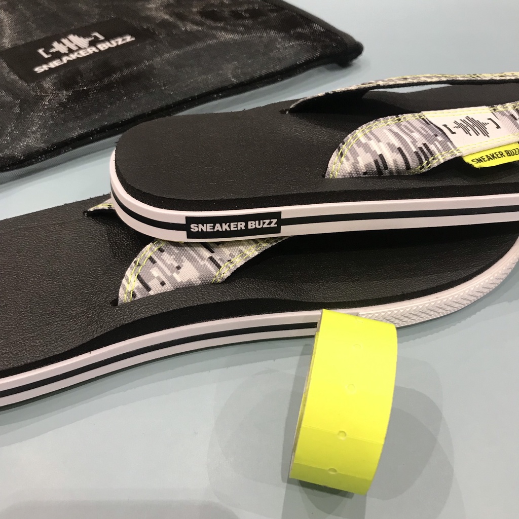 New - Dép Sneaker Buzz đen quai họa tiết xỏ ngón chính hãng - 1SB0002