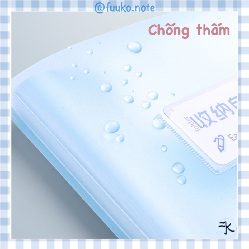 Bìa file A3 Clear Book gấp gọn 30 40 lá lưu trữ giấy tờ, tranh chống thấm nước màu pastel Macaron tiện lợi