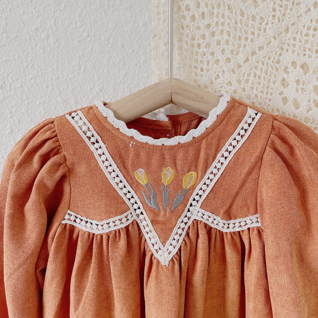 Váy thu chất nhung tăm cho bé gái 1-5 tuổi (Mã 280601)